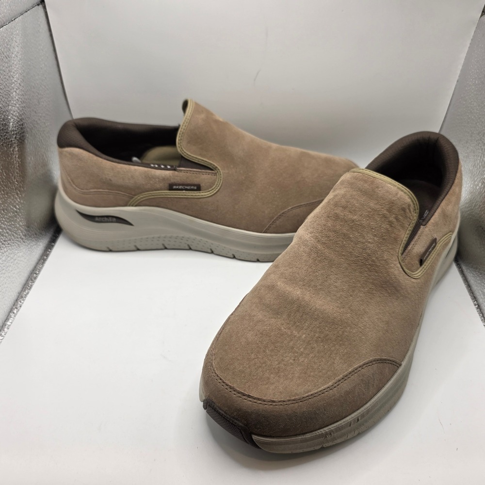 Skechers Arch Fit Banlin Brown Suede Slip On Sneakers Mens 11.5 Extra Wide 4E